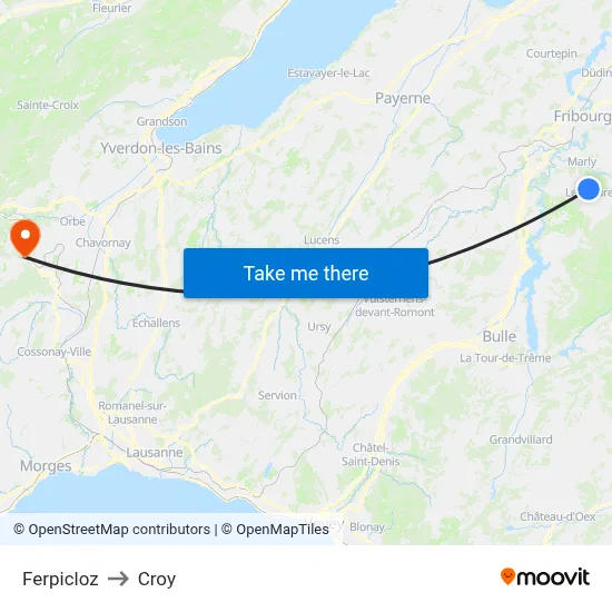 Ferpicloz to Croy map