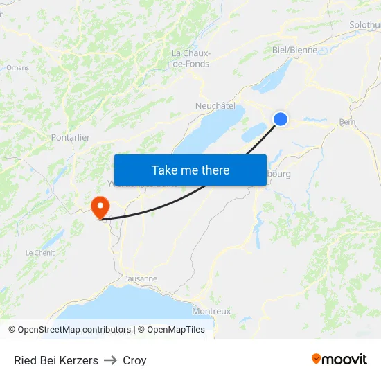 Ried Bei Kerzers to Croy map