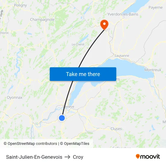 Saint-Julien-En-Genevois to Croy map