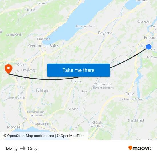 Marly to Croy map