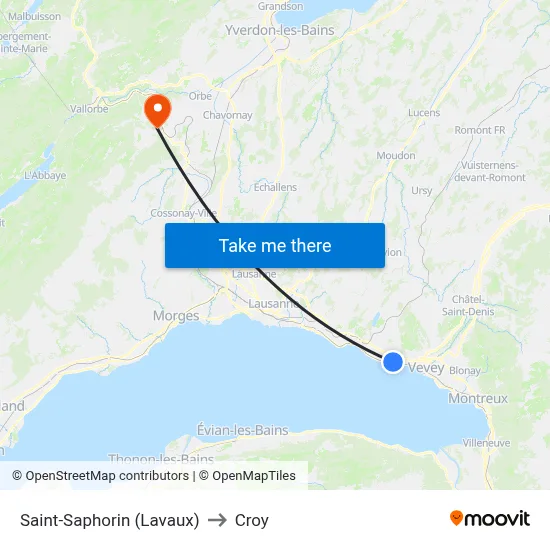 Saint-Saphorin (Lavaux) to Croy map
