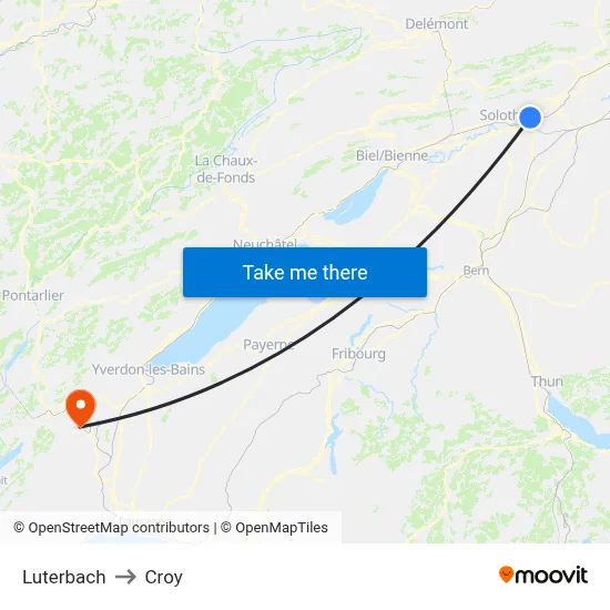 Luterbach to Croy map