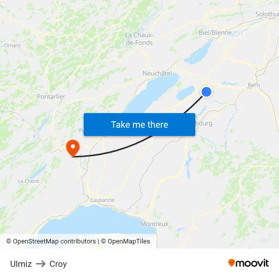 Ulmiz to Croy map