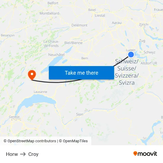 Horw to Croy map