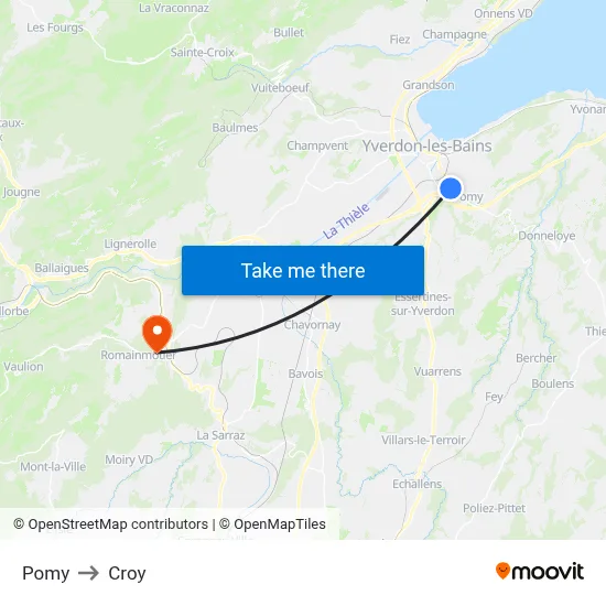 Pomy to Croy map