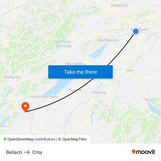 Bellach to Croy map