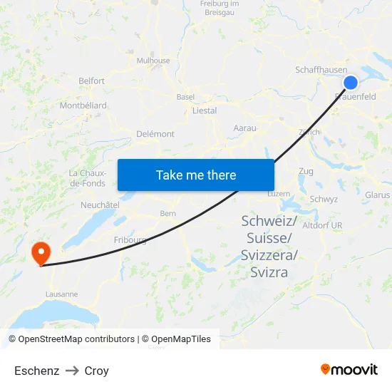 Eschenz to Croy map