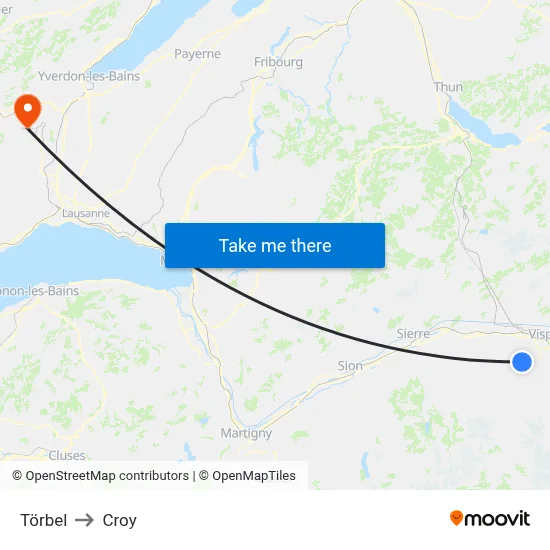 Törbel to Croy map