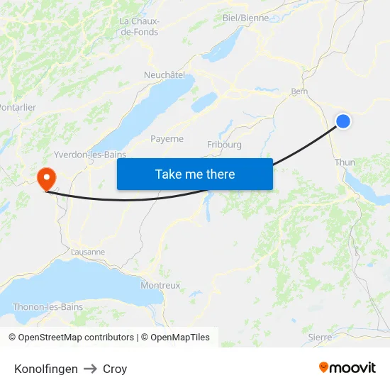 Konolfingen to Croy map
