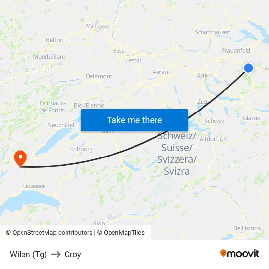 Wilen (Tg) to Croy map