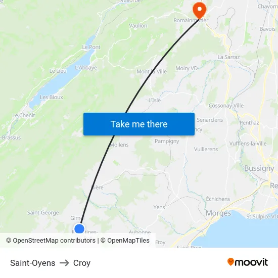 Saint-Oyens to Croy map