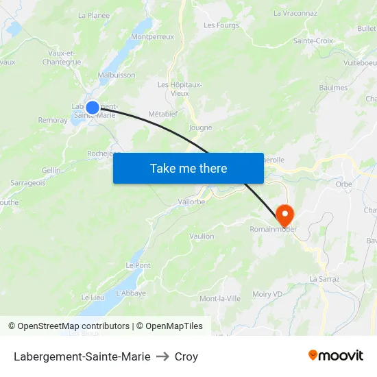 Labergement-Sainte-Marie to Croy map
