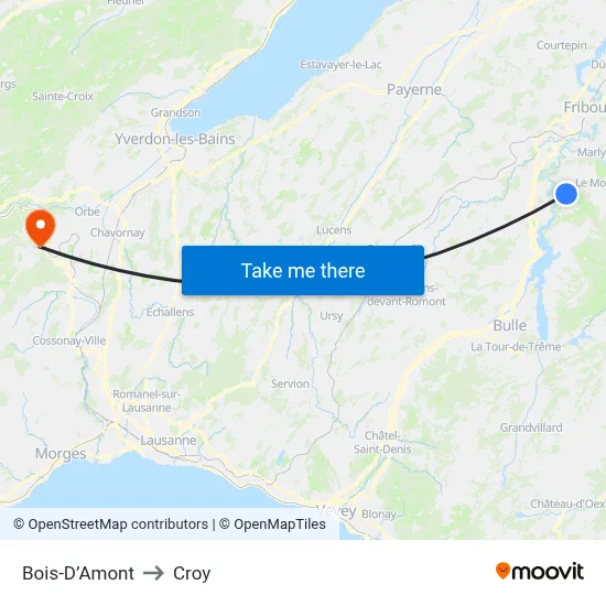 Bois-D’Amont to Croy map