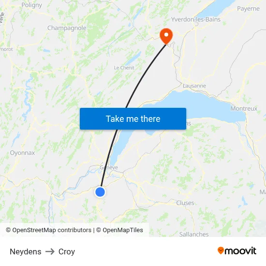 Neydens to Croy map