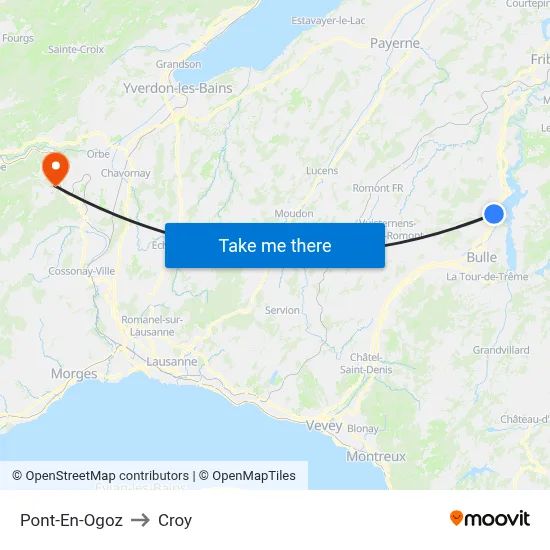 Pont-En-Ogoz to Croy map