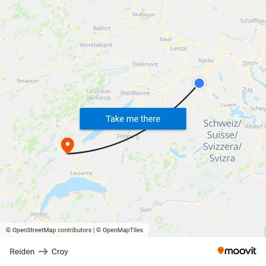 Reiden to Croy map