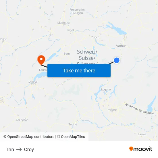 Trin to Croy map