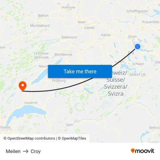 Meilen to Croy map