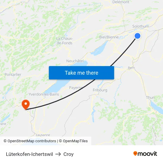 Lüterkofen-Ichertswil to Croy map