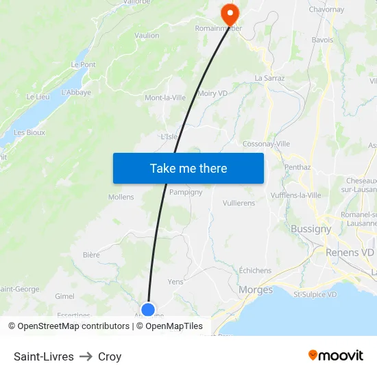 Saint-Livres to Croy map