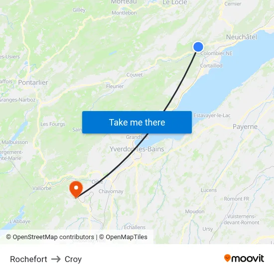 Rochefort to Croy map