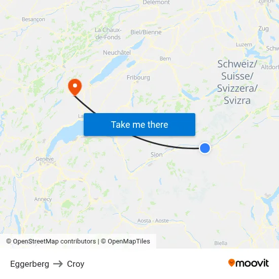 Eggerberg to Croy map
