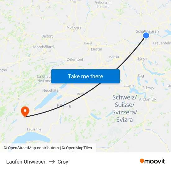 Laufen-Uhwiesen to Croy map