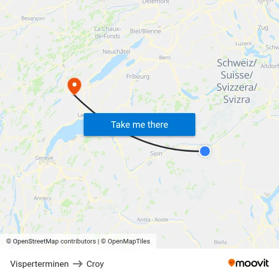 Visperterminen to Croy map