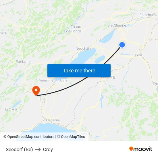 Seedorf (Be) to Croy map