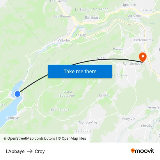 L'Abbaye to Croy map