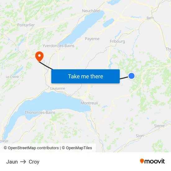Jaun to Croy map