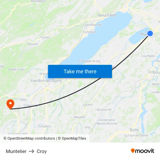 Muntelier to Croy map