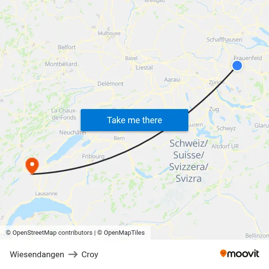 Wiesendangen to Croy map