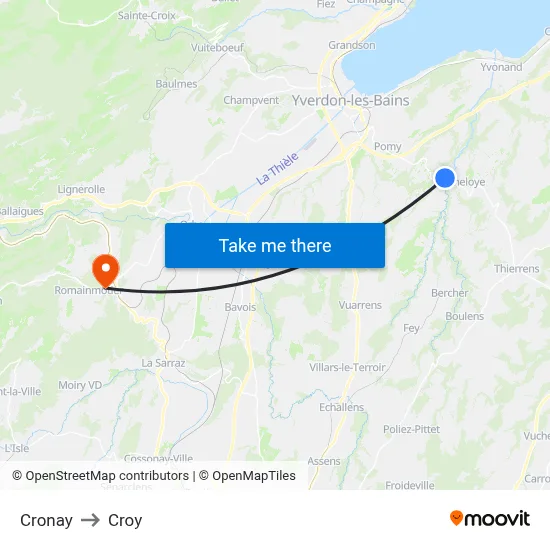 Cronay to Croy map