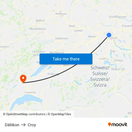 Dällikon to Croy map