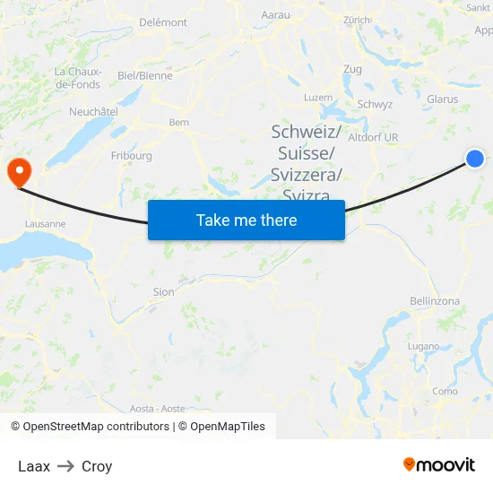 Laax to Croy map