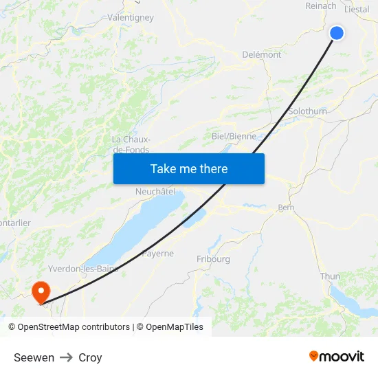 Seewen to Croy map