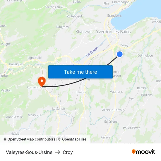 Valeyres-Sous-Ursins to Croy map