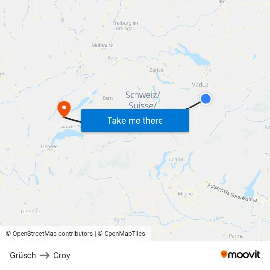 Grüsch to Croy map