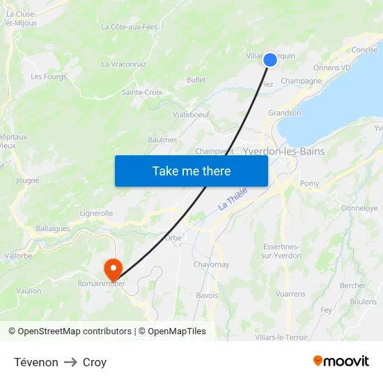 Tévenon to Croy map