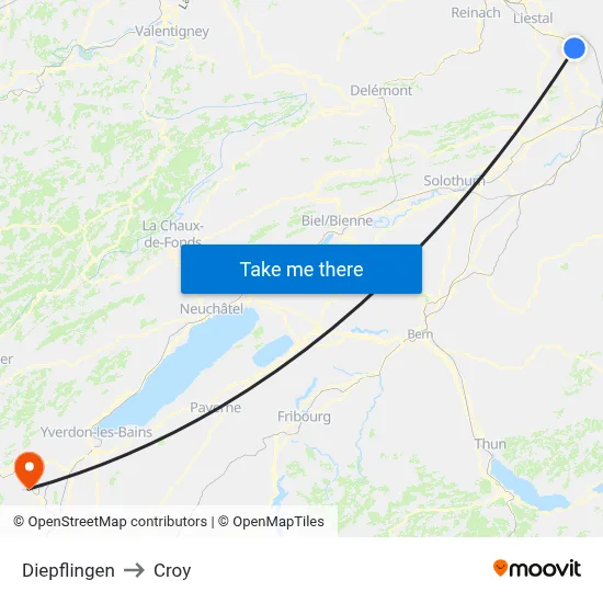 Diepflingen to Croy map