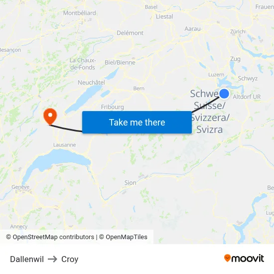 Dallenwil to Croy map