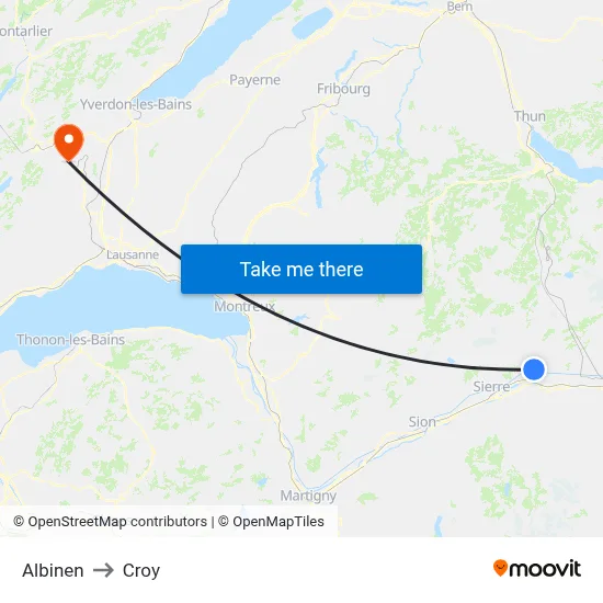 Albinen to Croy map