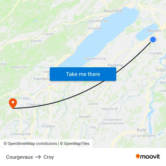 Courgevaux to Croy map