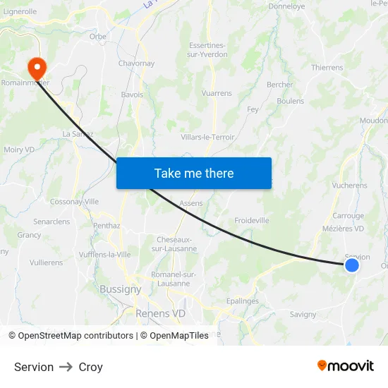 Servion to Croy map