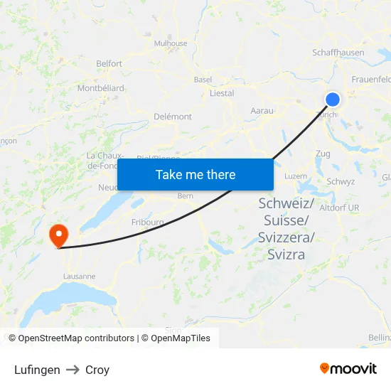 Lufingen to Croy map