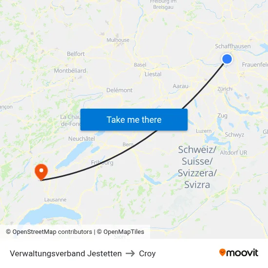 Verwaltungsverband Jestetten to Croy map