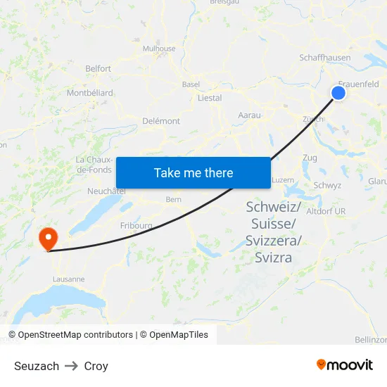Seuzach to Croy map