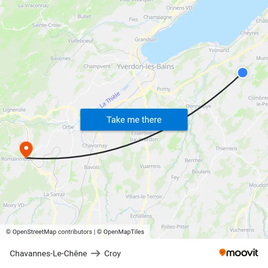 Chavannes-Le-Chêne to Croy map