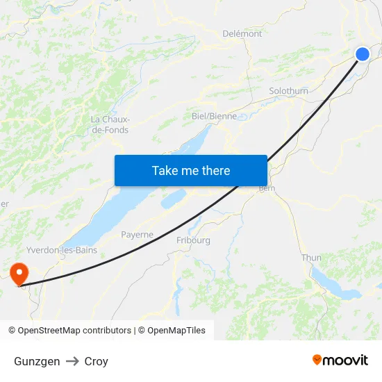 Gunzgen to Croy map